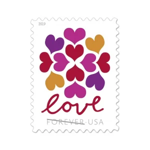 Forever Stamps 2019 Hearts Blossom – Love Message, First-Class Postage