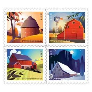 Postcard Stamps 2021 Barns – Rural America Series, Postcard Rate