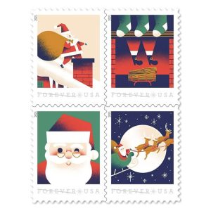 Forever Stamps 2021 Santa and Sleigh – Holiday Celebration, First-Class Postage